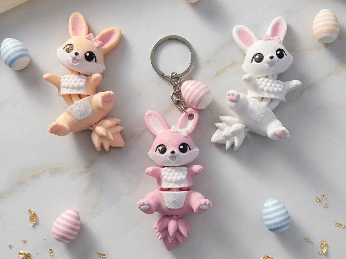 Mignon lapin de Pâques Flexi - Jouet/Porte-clés articulé - Figurine Print