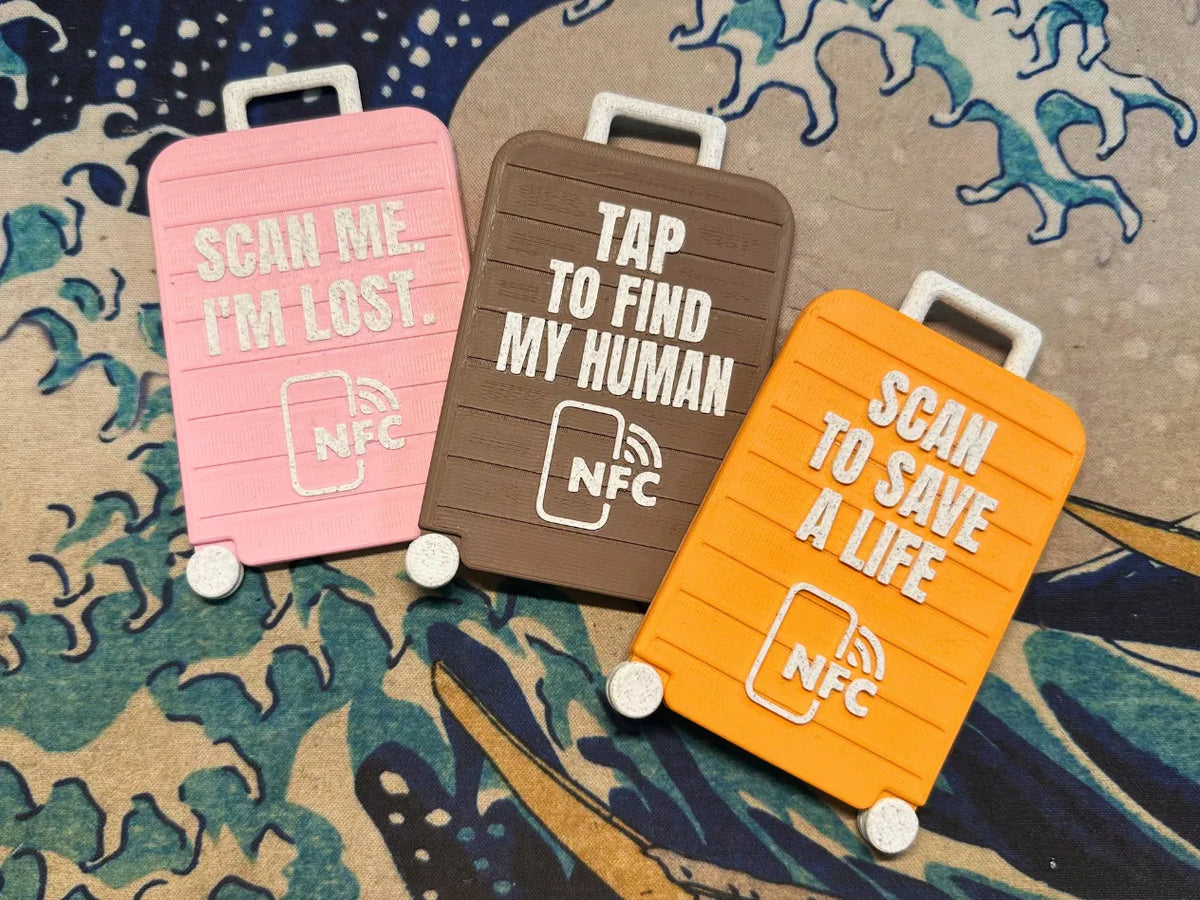 Étiquettes de bagage valise miniature (Compatible NFC) - Voyage Print
