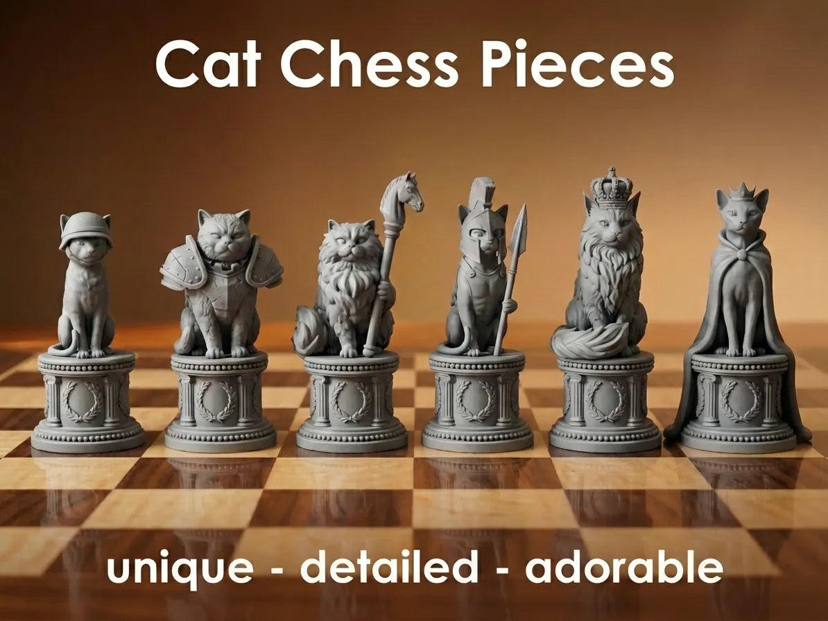 Pièces d'échecs de chats - Haute résolution - Jeux Print