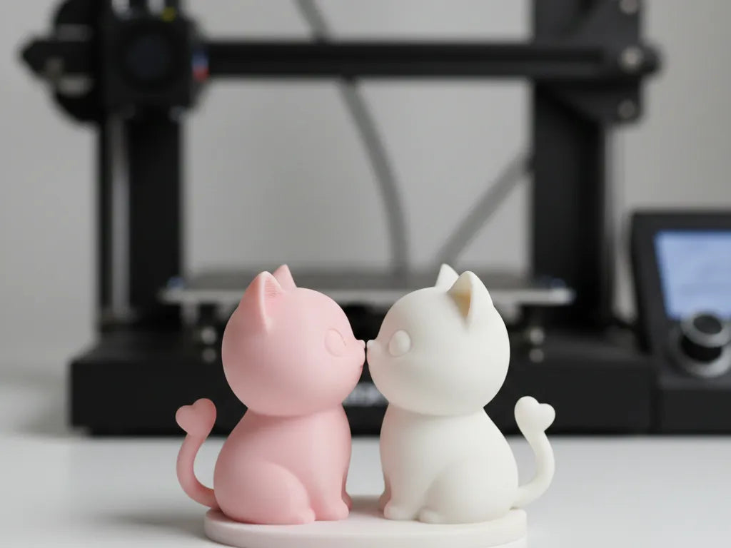 Figurines de couple de chats qui s'embrassent pour la Saint-Valentin - Figurine Print