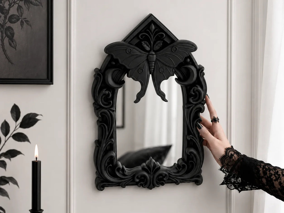 Cadre de miroir baroque gothique papillon lune - Beauté Print