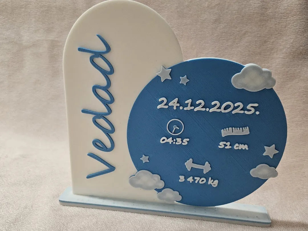 Plaque d'annonce de naissance pour bébé garçon - Bébé Print