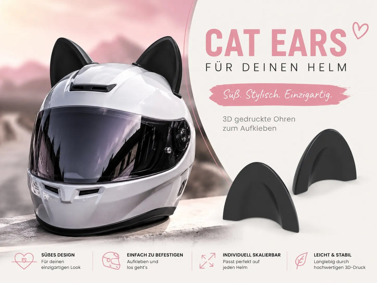 Oreilles de casque de moto mignonnes et adhésives - Auto Print