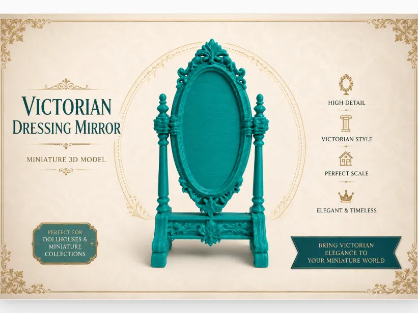Miroir de courtoisie victorien – Miniature de maison de poupée - Beauté Print