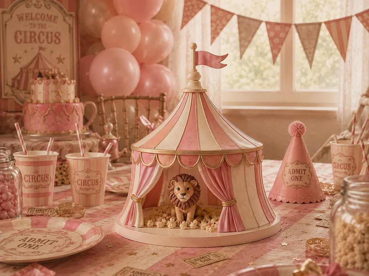 Dessus de gâteau / Centre de table Tente de Cirque Vintage - NFC Print