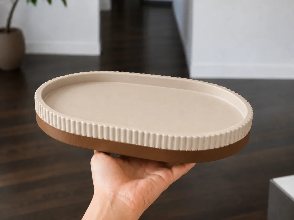 Plateau Ovale Nervuré, Décor de Porte-Savon Cannelé - Beauté Print