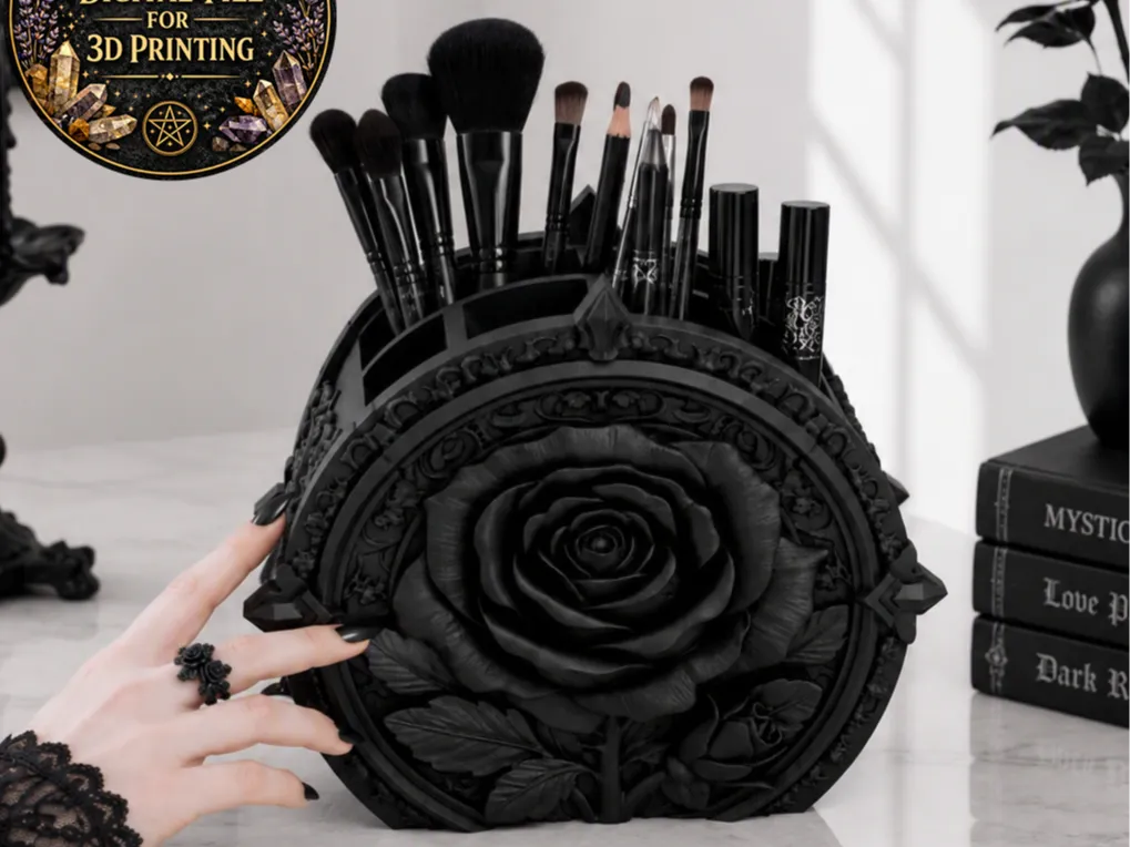 Organisateur de maquillage et de pinceaux Rose Gothique - Beauté Print