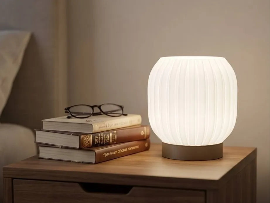 Lampe de table d'ambiance nervurée – Lampe design imprimée en 3D - Lumière Print
