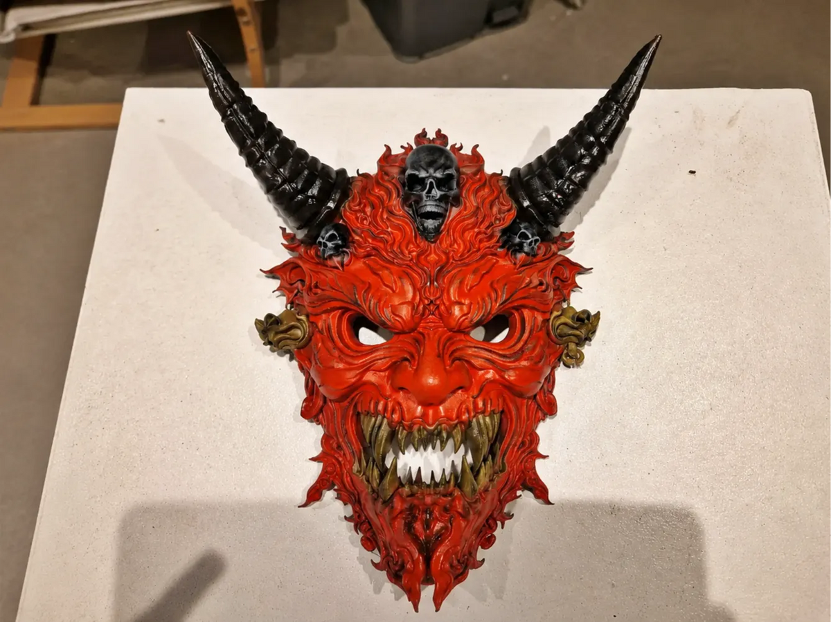 Masque Crâne Oni Démoniaque – Décoration Murale Détaillée - Cosplay Print