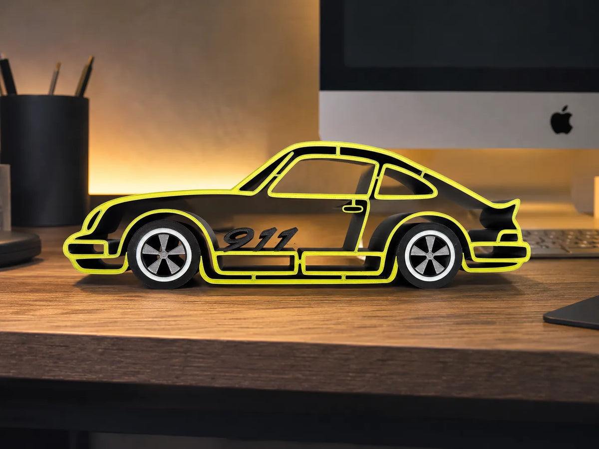 Décoration de bureau silhouette inspirée de la Porsche 911 - Auto Print