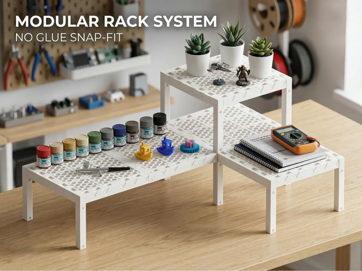 Système d'étagères modulaire avec tiroir à encliqueter - Maquette Print