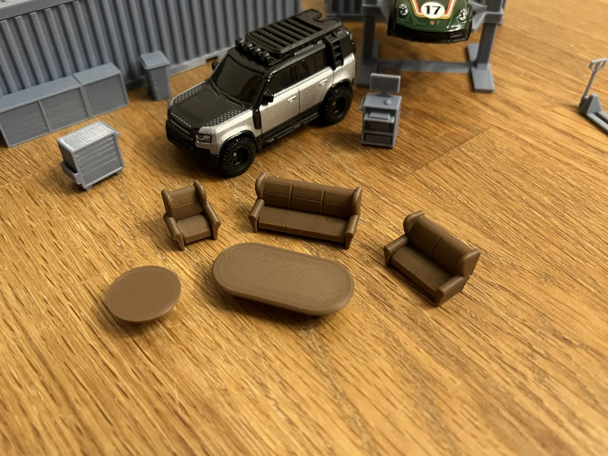 Ensemble de canapés old school pour diorama de garage automobile à l'échelle 1/64 - Auto Print