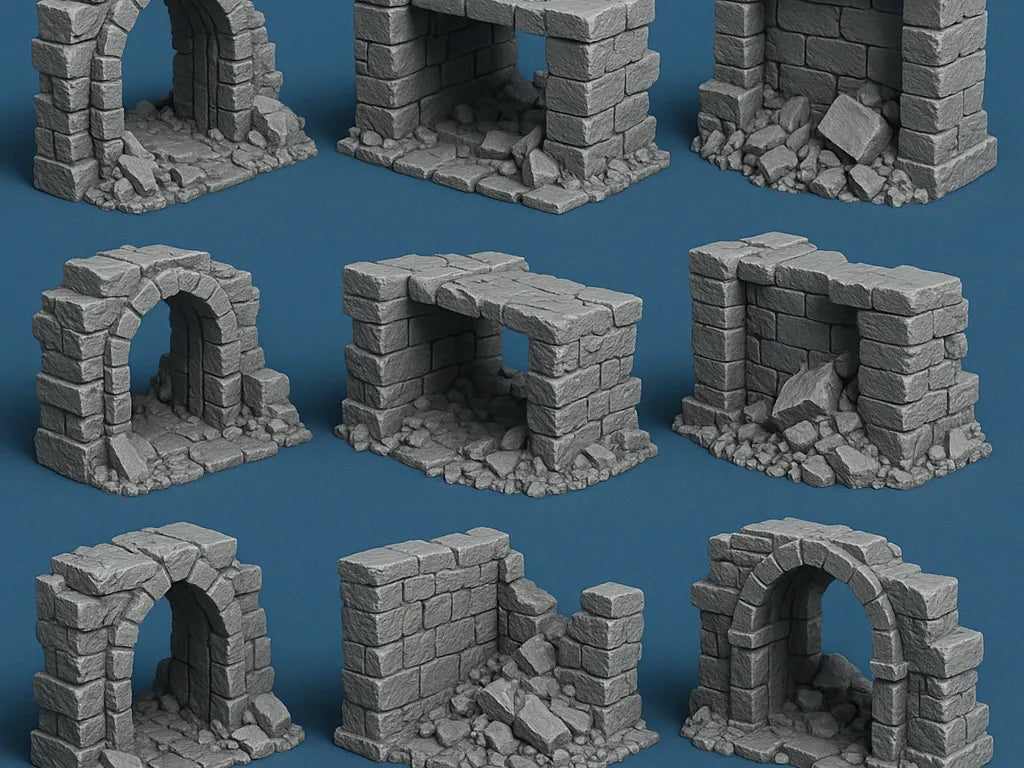 Sections de murs de donjon en ruine - Jeux Print