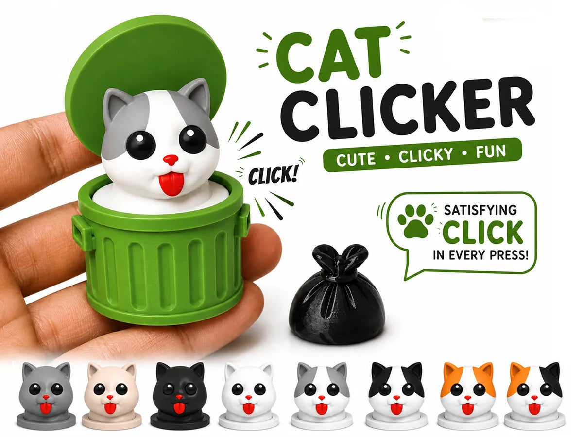 Clicker Chat Mignon – 8 Variations de Chats – Porte-clés - Geek Print
