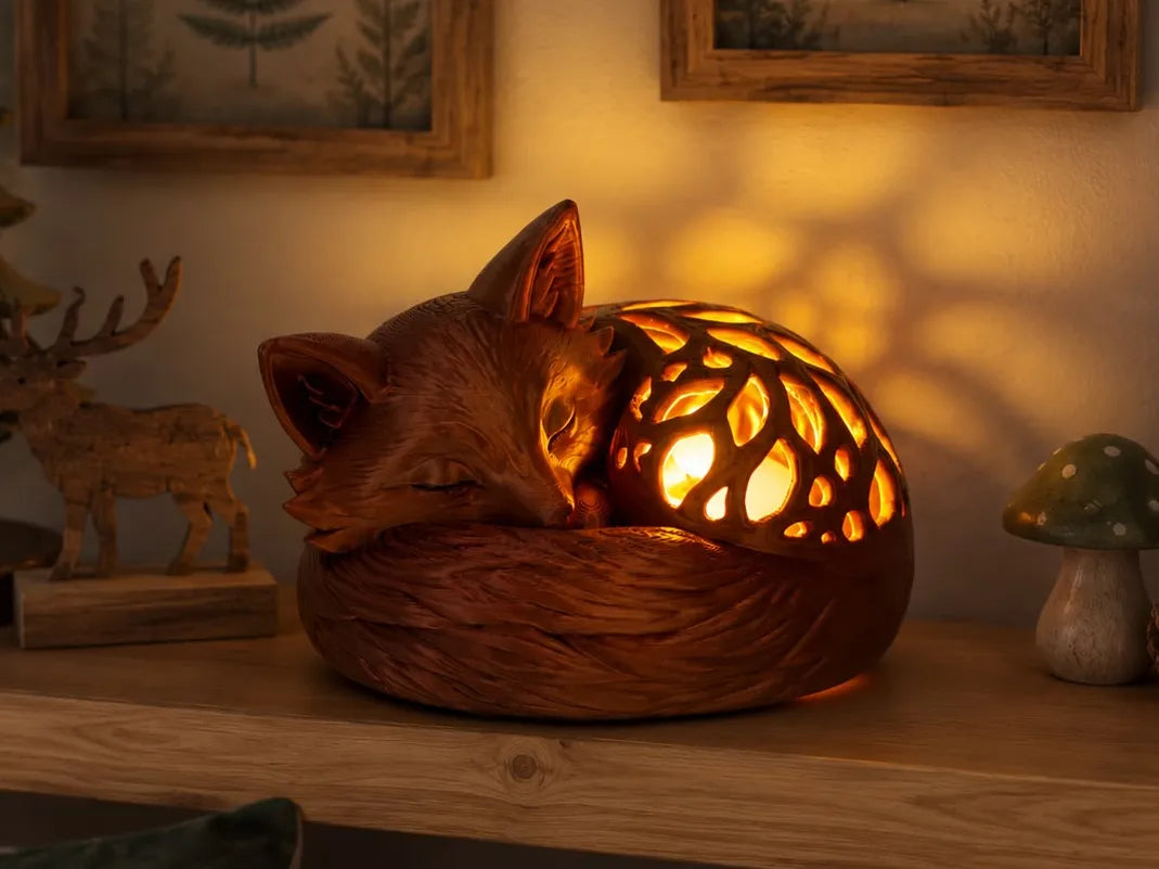 Renard endormi – Veilleuse LED confortable - Lumière Print