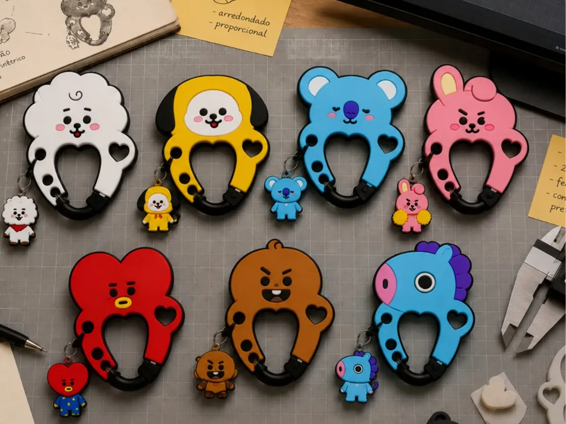 Collection de mousquetons cœur inspirée de BT21 - Outdoor Print