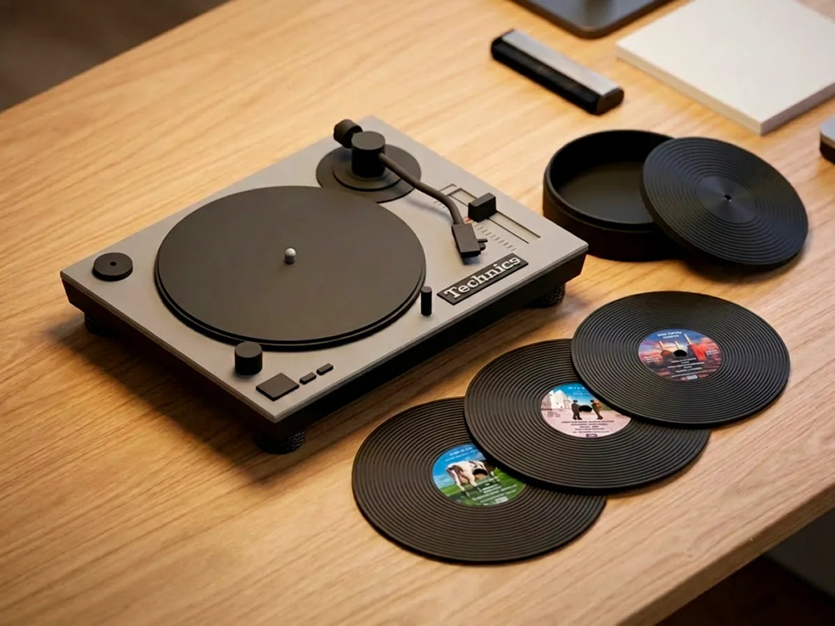 Présentoir Tourne-disque pour Sous-verres Vinyles - Music Print