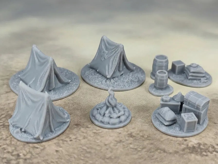 Ensemble de miniatures de décors de camping et d'avant-poste de table - Voyage Print