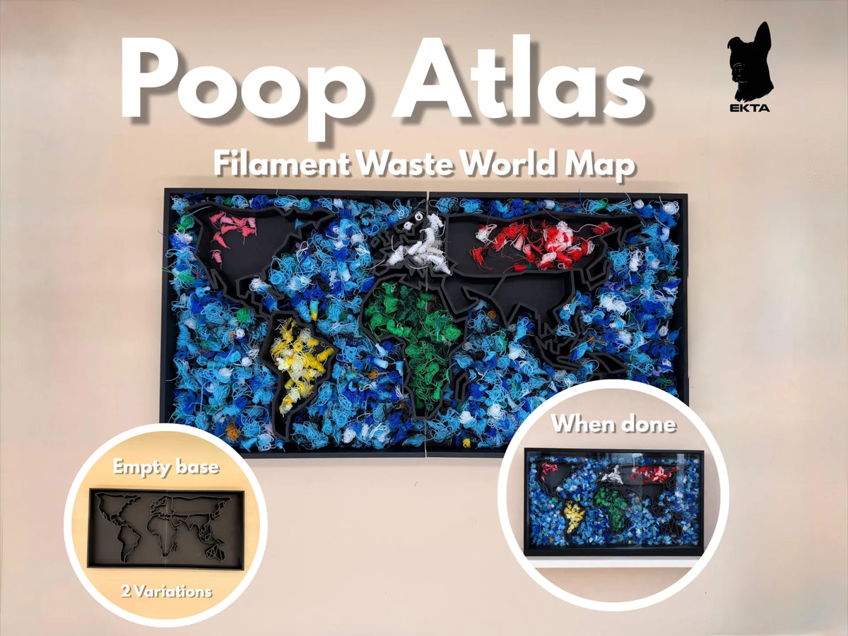 Atlas de déchets – Carte du monde des déchets de filament - Voyage Print