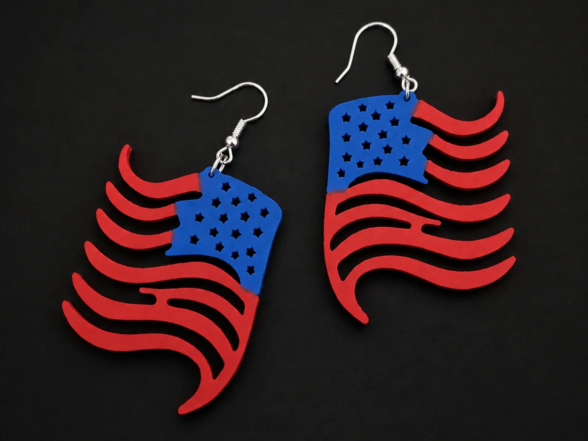 Boucles d'oreilles pendantes patriotiques drapeau américain - Bijoux Print