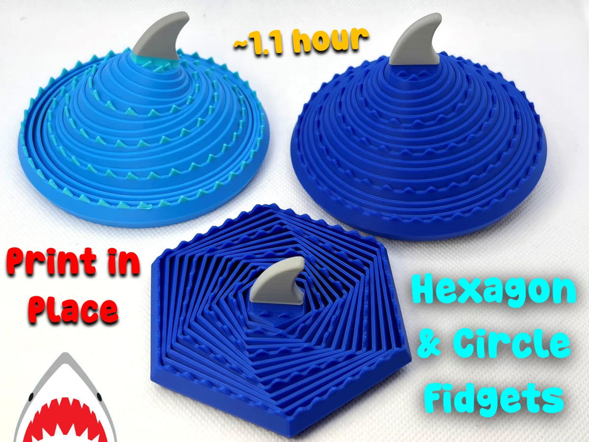 Jouets à main hexagonaux et ronds Aileron de requin (~1.1 h) - Jeux Print