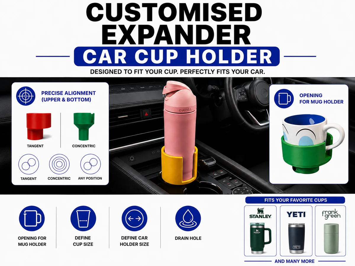 Extension de porte-gobelet de voiture personnalisable - Convient à toutes les voitures - Auto Print