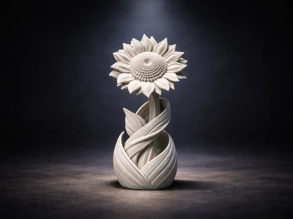 Sculpture de tournesol torsadée – Impression 3D élégante - Art Print