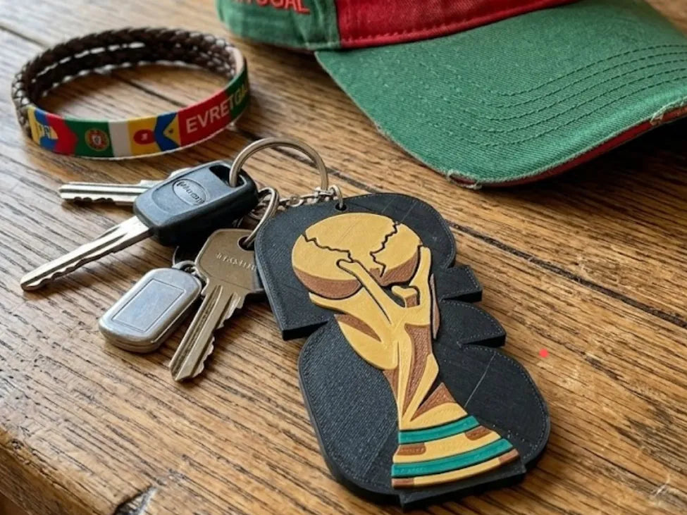 Porte-clés Trophée Coupe du Monde de Football - Cadeau pour les Fans - Sport Print