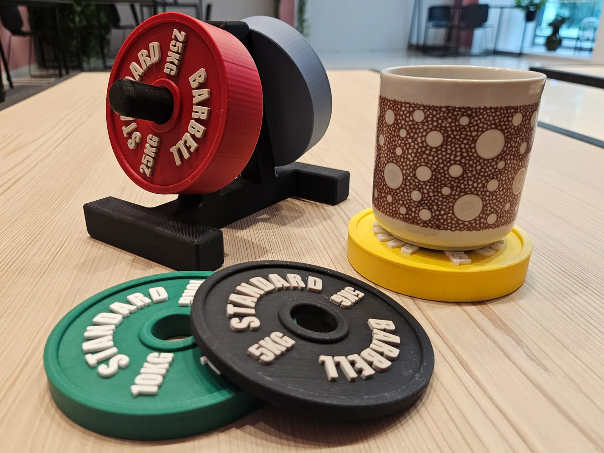 Ensemble de sous-verres Haltérophile - Sous-verres en forme de disques de poids - Sport Print