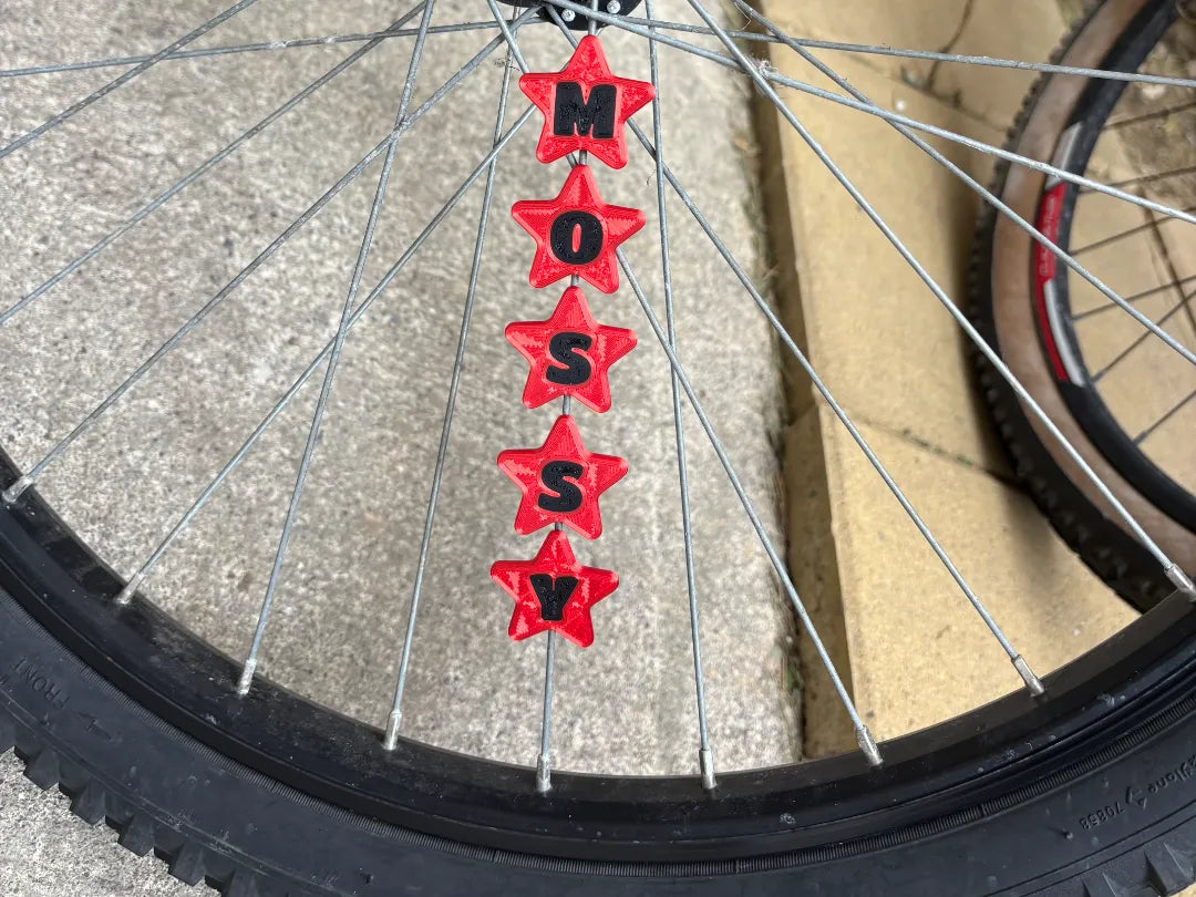 Perles de nom de rayon de vélo – Lettres personnalisées, 8 formes - Cadeau Print