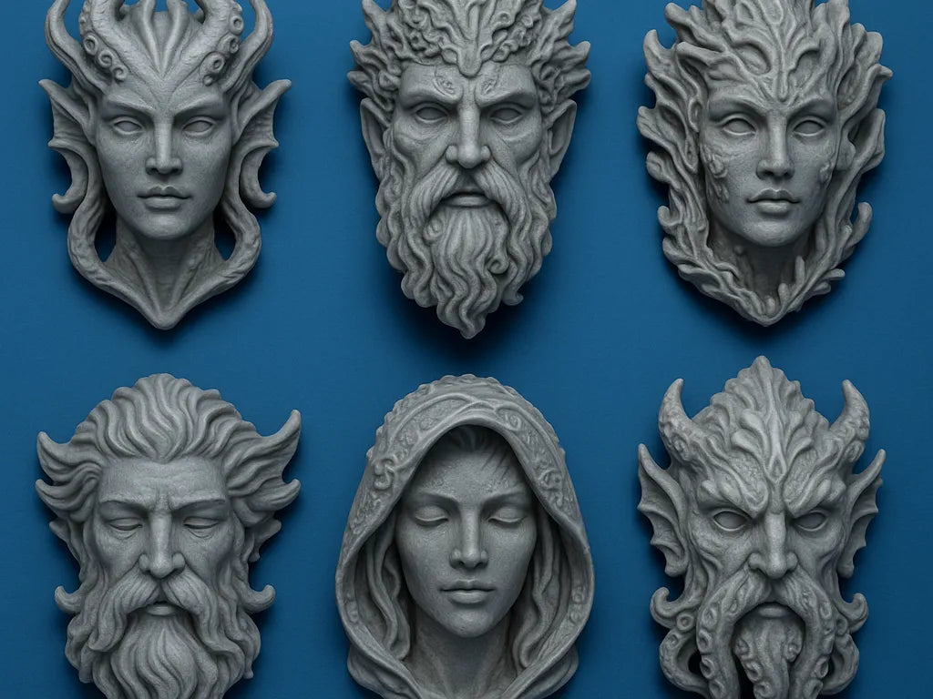 Dieux de la Forêt Élémentaire, Bas-relief, Art Fantastique - Art Print