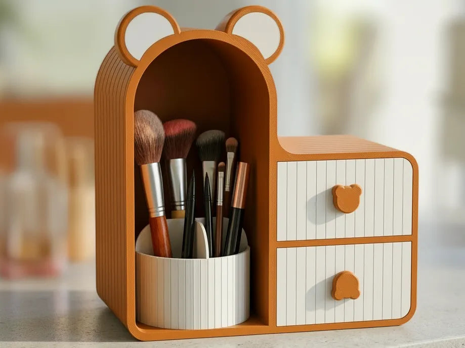Organisateur de maquillage et de bureau Ours (Impression facile) - Beauté Print