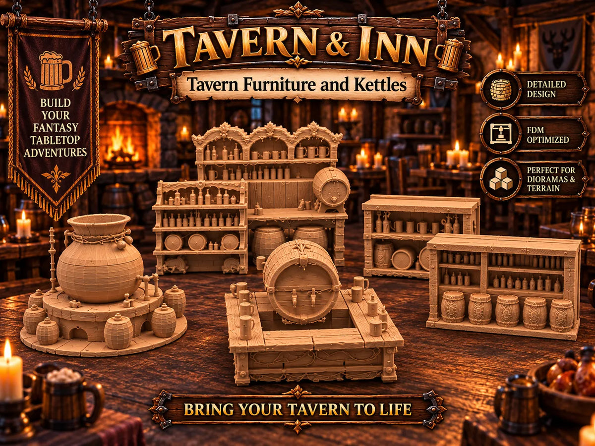Meubles de taverne et bouilloires – Décor fantastique - Jeux Print