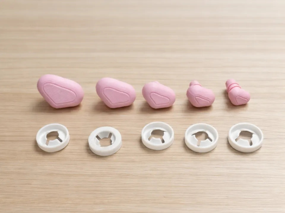Nez emboîtables de plusieurs tailles pour peluches au crochet - Maquette Print