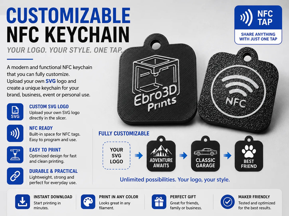 Porte-clés NFC entièrement personnalisable avec votre logo SVG - NFC Print