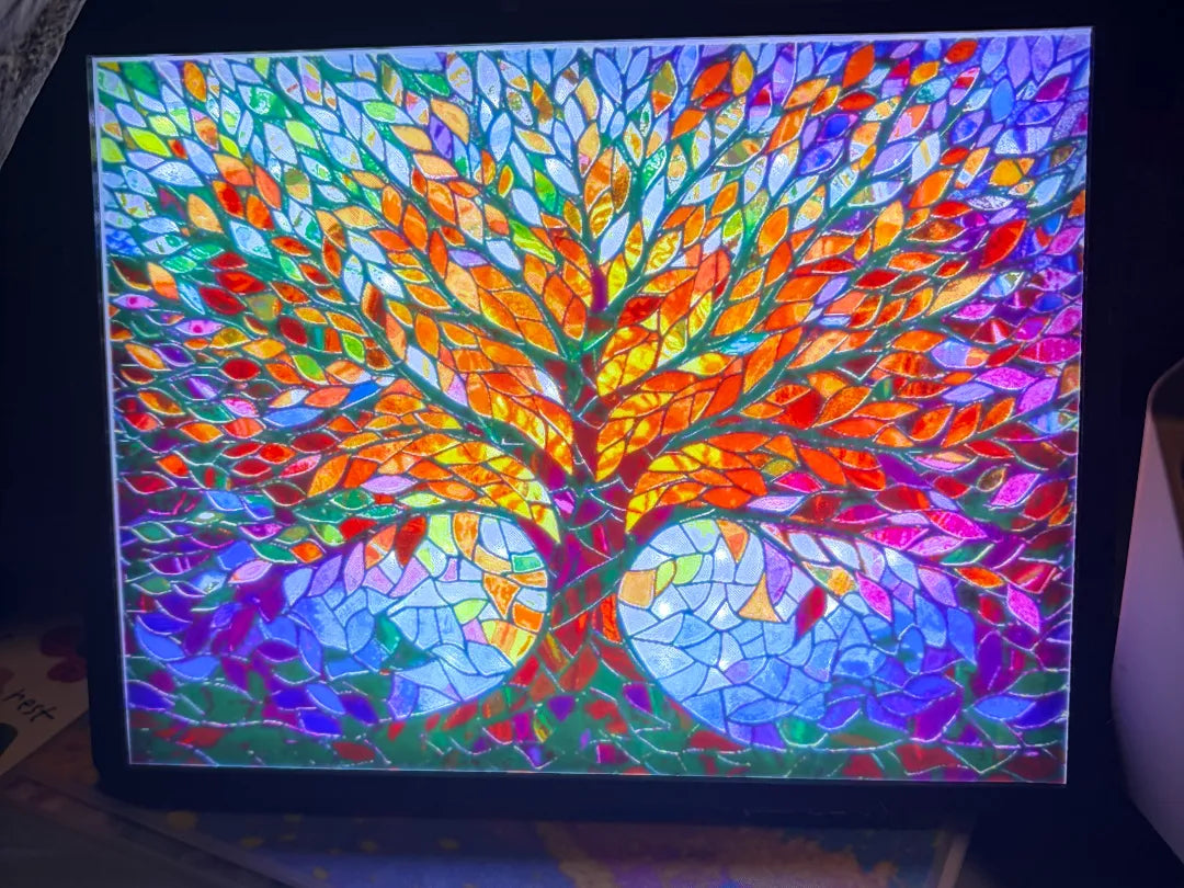 Vitrail Arbre de Vie Boîte Lumineuse Lithophane - Art Print
