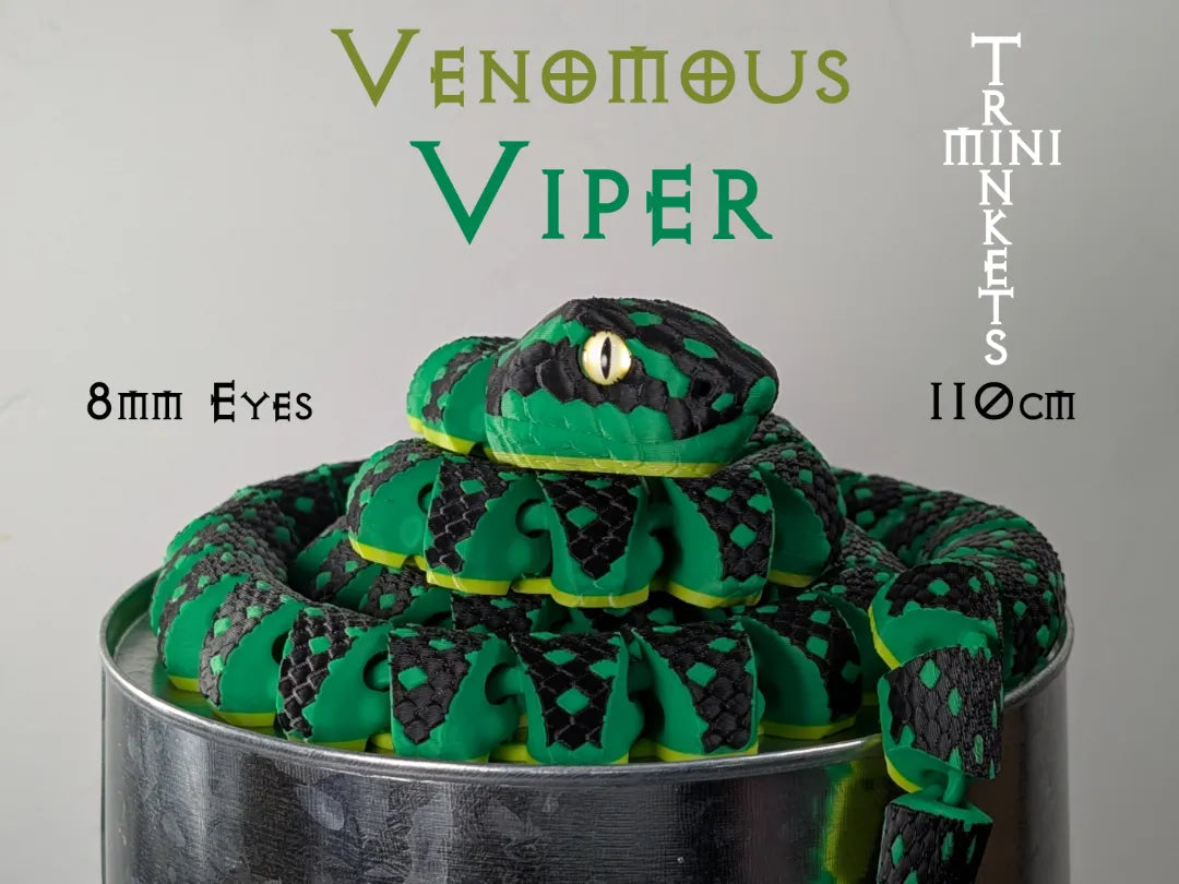 Vipère venimeuse (Serpent articulé peint à la main) - Jeux Print