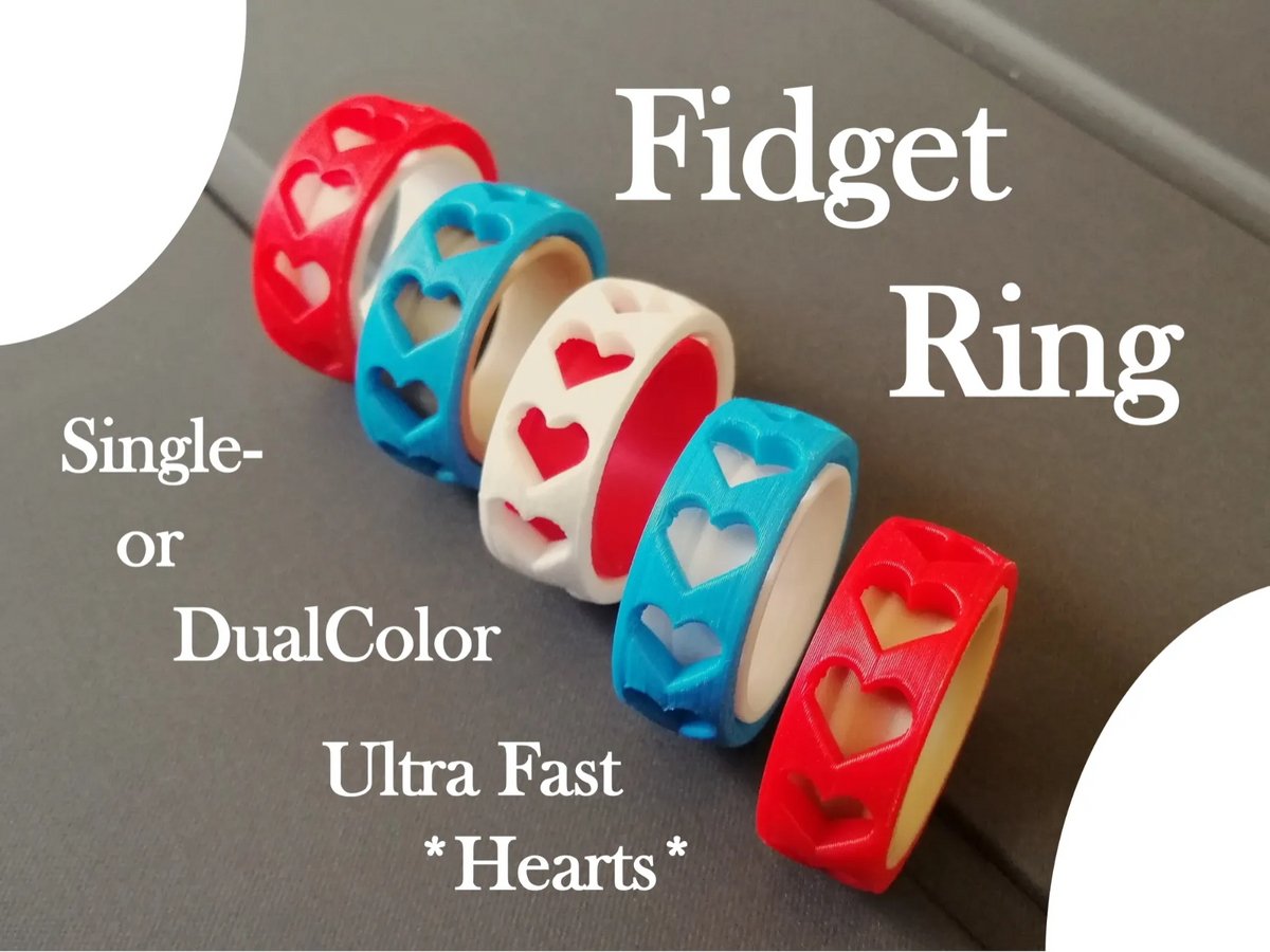 Fidget Ring Ultra Rapide / Édition Cœur Tournant / Amour - Bijoux Print