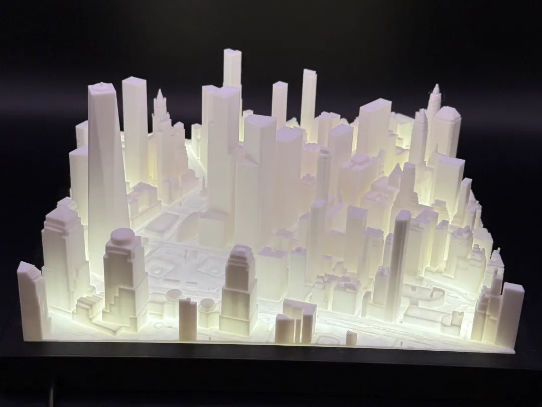 Quartier financier de New York City illuminé - Art Print
