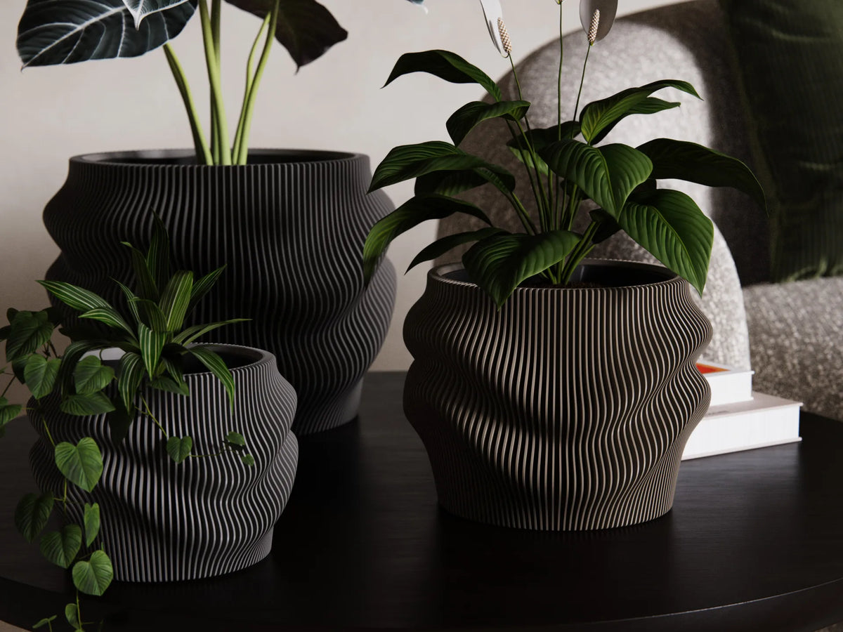 Ensemble de pots de fleurs Fjord Wave (avec inserts auto-arrosants) - Jardin Print