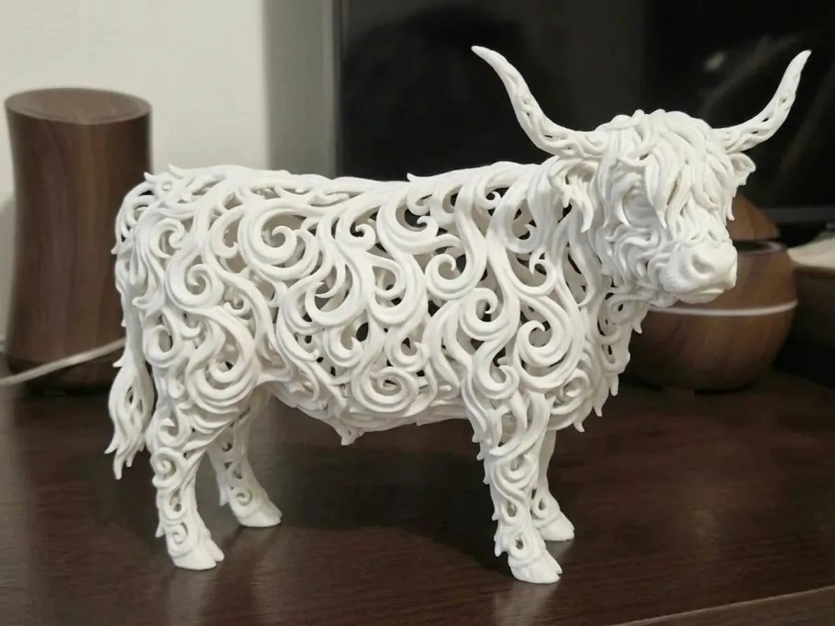 Vache des Highlands Élémentale : Édition Art Voronoi - Art Print