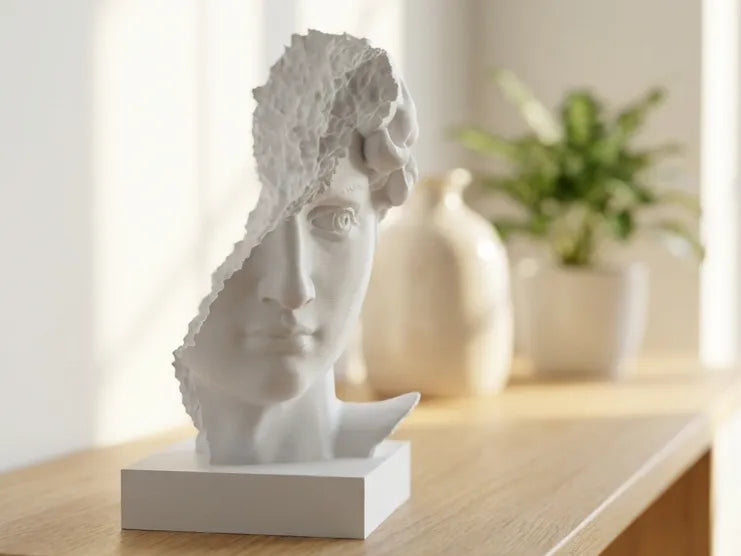 Buste de David Ruiné - Sculpture Fracturée Artistique - Art Print