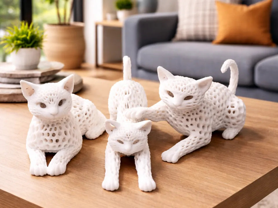 Chats Voronoi – Kit déco moderne (lot de 3) - Maison Print
