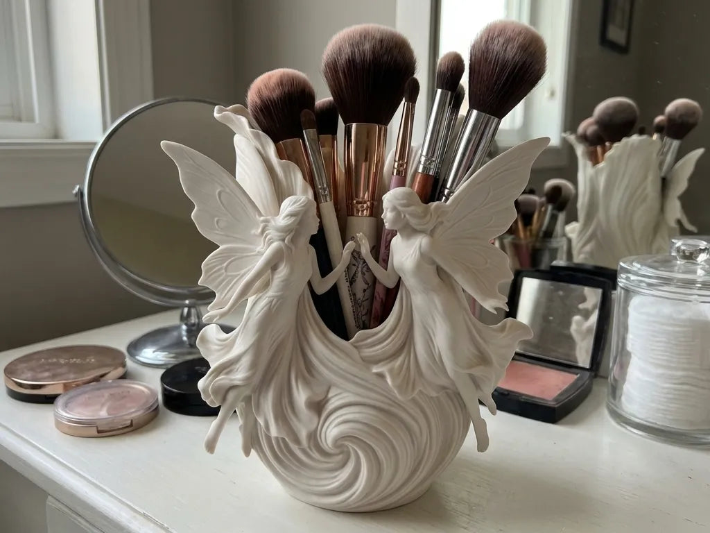 Organisateur de Pinceaux de Maquillage et de Vanité Ailes de Fée Jumelles - Beauté Print