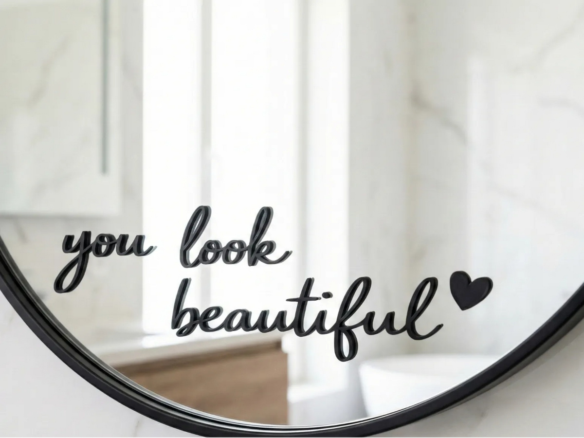 Miroir & Art Mural - Beau Décor Script - Beauté Print