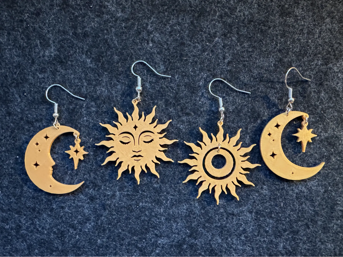 Boucles d'oreilles Soleil et Lune - Bijoux Print