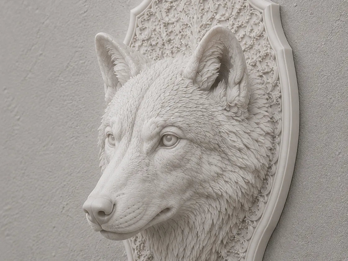 Tête de loup murale – Présentoir décoratif trophée - Art Print
