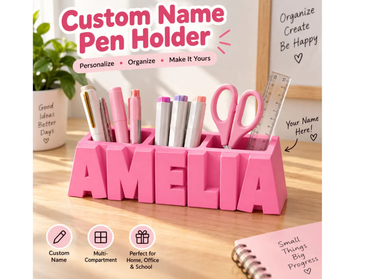 Porte-stylo à nom personnalisé Organisateur de bureau personnalisé - Cadeau Print