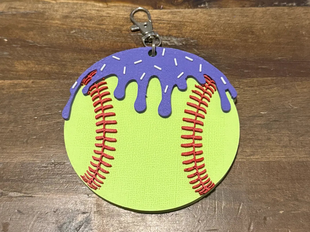 Porte-clés ou étiquette de sac de softball style Drip - Cadeau Print
