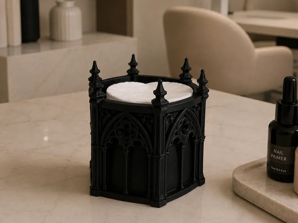 Support de tampons de coton gothique – Rangement élégant - Beauté Print